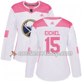 Adidas Maillot de Hockey Buffalo Sabres Jack Eichel 15 2017-2018 Blanc Rose Fashion Authentic - Femme